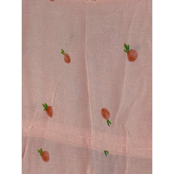 Per Se women's pink short sleeve button front oranges print top size 1x - Picture 6 of 9